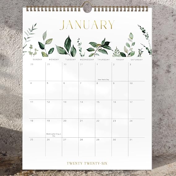 Aesthetic 2026 Wall Calendar - Runs Until December 2026 - Modern 2025-2026