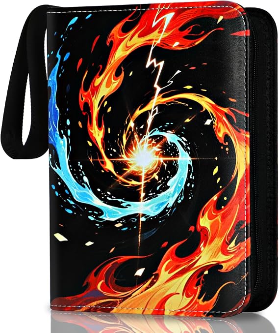 4 Pocket Card Binder for Cards, Trading Card Holder with 50 Removable Sleeves Fits 400 Cards, Creative Design Portable Zipper Card Collection Binder Album Gift for Boys Girls (4 Pocket)