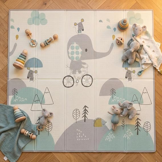 Foldable Baby Play Mat (120x120cm) – Thick, Waterproof Foam Floor Mat for Crawling & Tummy Time – Portable, Soft Playmat for Newborns, Infants & Toddlers – Easy Clean Design