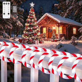 HELESIN 164FT 1000LED Candy Canes Rope Lights with 8 Lighting Modes, Candy Cane Christmas Lights Waterproof Christmas Lights Decoration for Party Garden Yard Halloween Holiday Tree Decoration