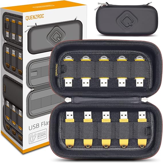 USB Flash Drives Case Organizer Fits 20 Thumb Drives USB Sticks Holder Hard Shell Storage Case Portable Box Travel Carrying Pouch