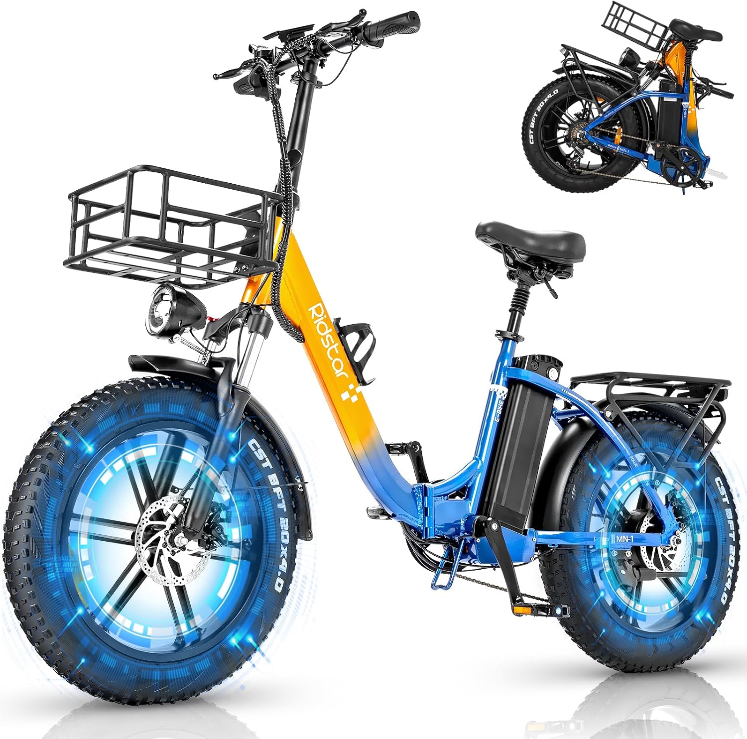 Electric Bike for Adults - 10001500W, 3036 MPH, 48V 1520Ah Removable Battery, Step-Thru Commuter Electric Bicycle with 2026 Fat Tire, 7-Speed Folding Ebike, Range of 5070 Miles