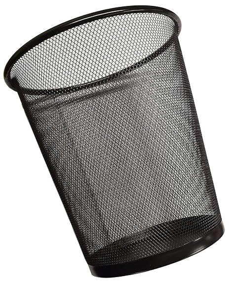 Mesh Wastebasket Trash Can – Steel Wire Garbage Bin for Office, Bathroom, Kitchen, Bedroom, Dorm – Ventilated Round Trash Bin for Home & Workspace (Black, 1 Pack)