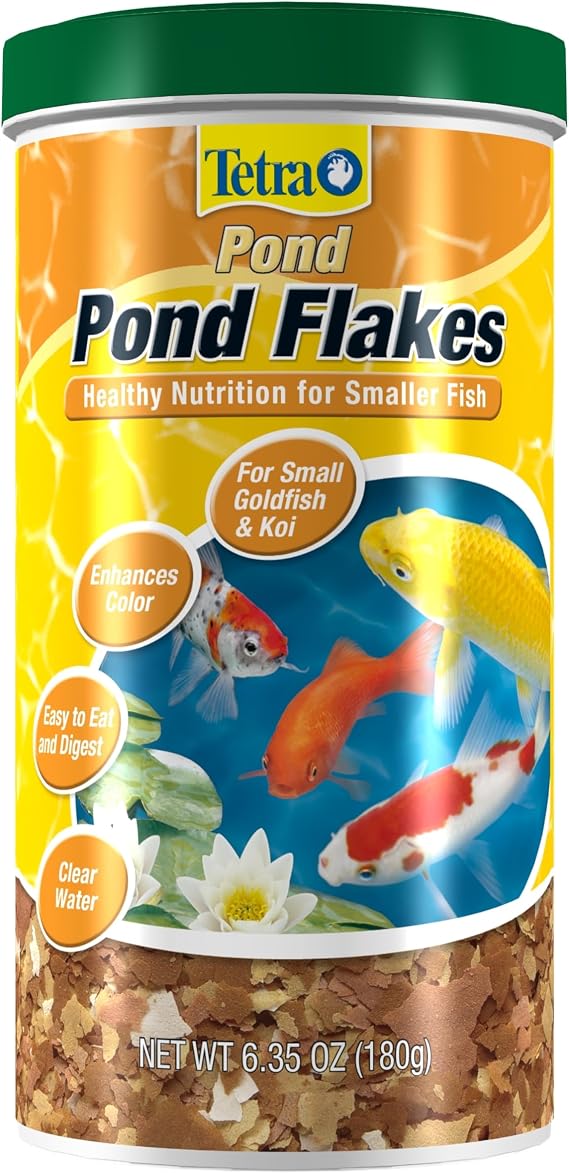 Tetra Pond Flakes Fish Food for Small Koi & Goldfish, 6.35 oz | Supports Digestion & Overall Health Of Small Pond Fish, Enhances Color, Clear Water Formula, Feed When Water Is +50 Degrees