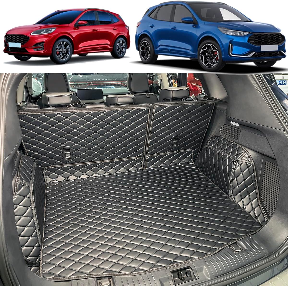Boot Liner Compatible with Ford KUGA 3 (III) 2019-2026 (Boot Floor Upper Position) Cargo Mats (and Rear Left and Right Side Panels) Dog Friendly