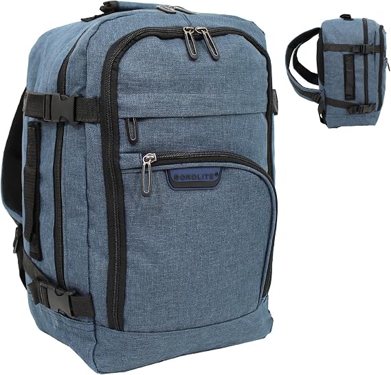 Bordlite Travel Underseat Cabin Approved Backpack, Lightweight Travel Rucksack, Premium Carry on Bag, 40x20x25cm - Navy