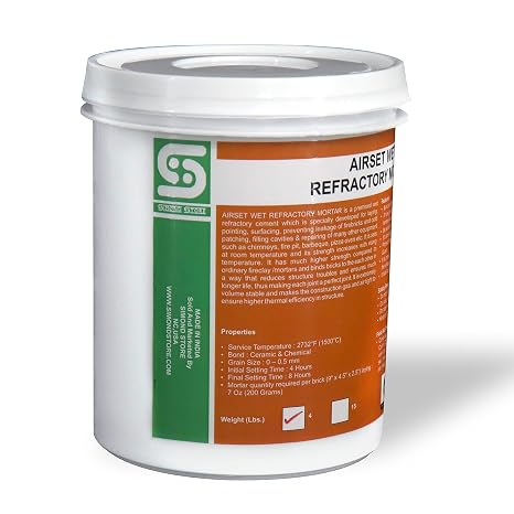 4 LBS Wet Refractory Mortar, 2700F Rated High Temperature Air Setting