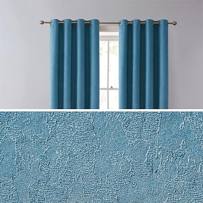 HLC.ME Syracuse Thermal Insulated Blackout Room Darkening Energy Savings Window Curtain Grommet Panels Bedroom, Set of 2 52 W x 84 L Long, Teal Blue