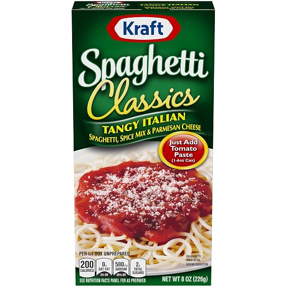 Kraft Spaghetti Meal Mix, Italian Spaghetti, Spices, Parm Cheese, 8 oz