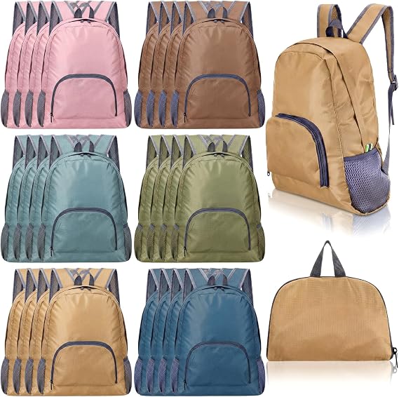 24 Pack Neutral 17 Inch Foldable Backpacks in Bulk