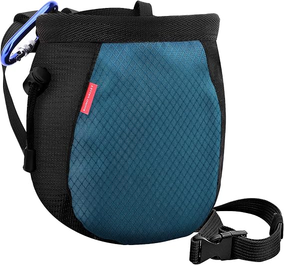 Rhino Valley Magnesia Bag Rock Climbing Chalk Bag Magnesia Bag with Adjustable Belt and Carabiner for Sports Climbing Gymnastics Weightlifting