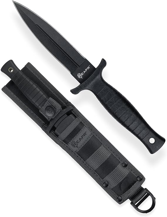 Reapr BOOT Knife with Sheath, Fixed Blade Tactical Survival Tool, Double Edge Style for Camping, Hunting, Hiking & Outdoor Recreation, Fathers Day Gift for Dad