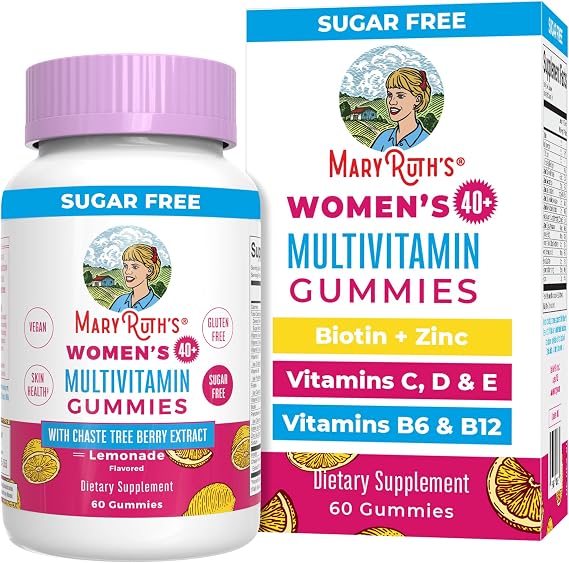 MaryRuth's Multivitamin for Women 40+ | Sugar Free | Vegan Womens Vitamins | Immune Support | Daily Women's Multivitamin + Chasteberry | Hair, Skin and Nail Gummy Vitamins for Women | 60 Count