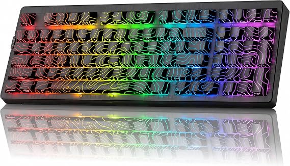 ZORNHER ZH980 Mechanical Keyboard Wireless,95% Black Hot-Swappable Custom Creamy Keyboard with Number Pad,Black Topographic Keycaps,Creamy Sounding Linear Switches,Full Size,2.4GHz/USB-C/BT5.0