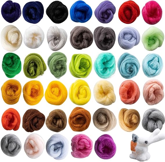 Sukh 40colors Felting Wool Roving - 3g Per Pack Needle Wool Felt for Craft