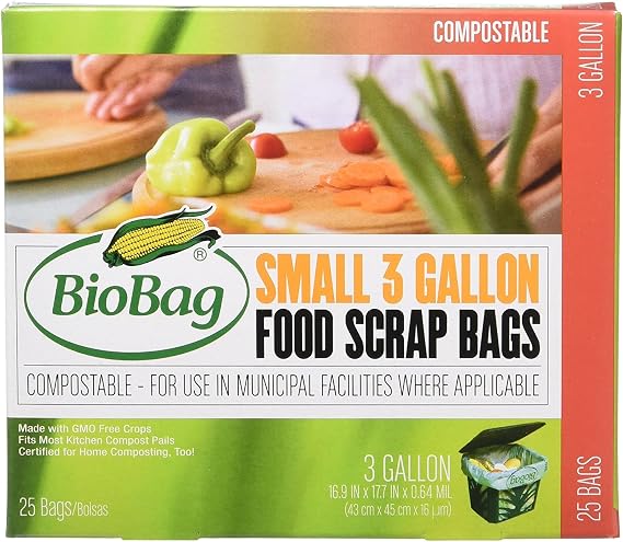 BioBag: Food Waste Certified Compostable, 3 Gallon, 25 ct (3 pack)
