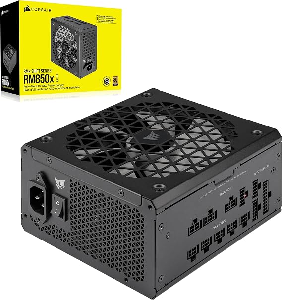 Corsair RM850x SHIFT Fully Modular ATX Power Supply - 80 PLUS Gold - ATX 3.1 - PCIe 5.1 - Zero RPM - Modular Side Interface - Black