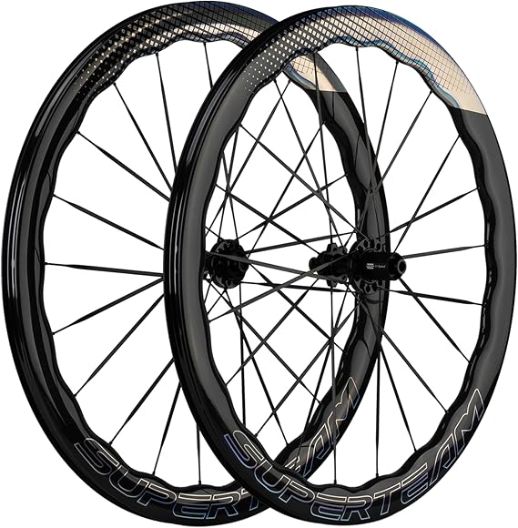 SUPERTEAM Carbon Disc Wheelset Tubeless Ratchet Bike Wheel 700C 50mm Black