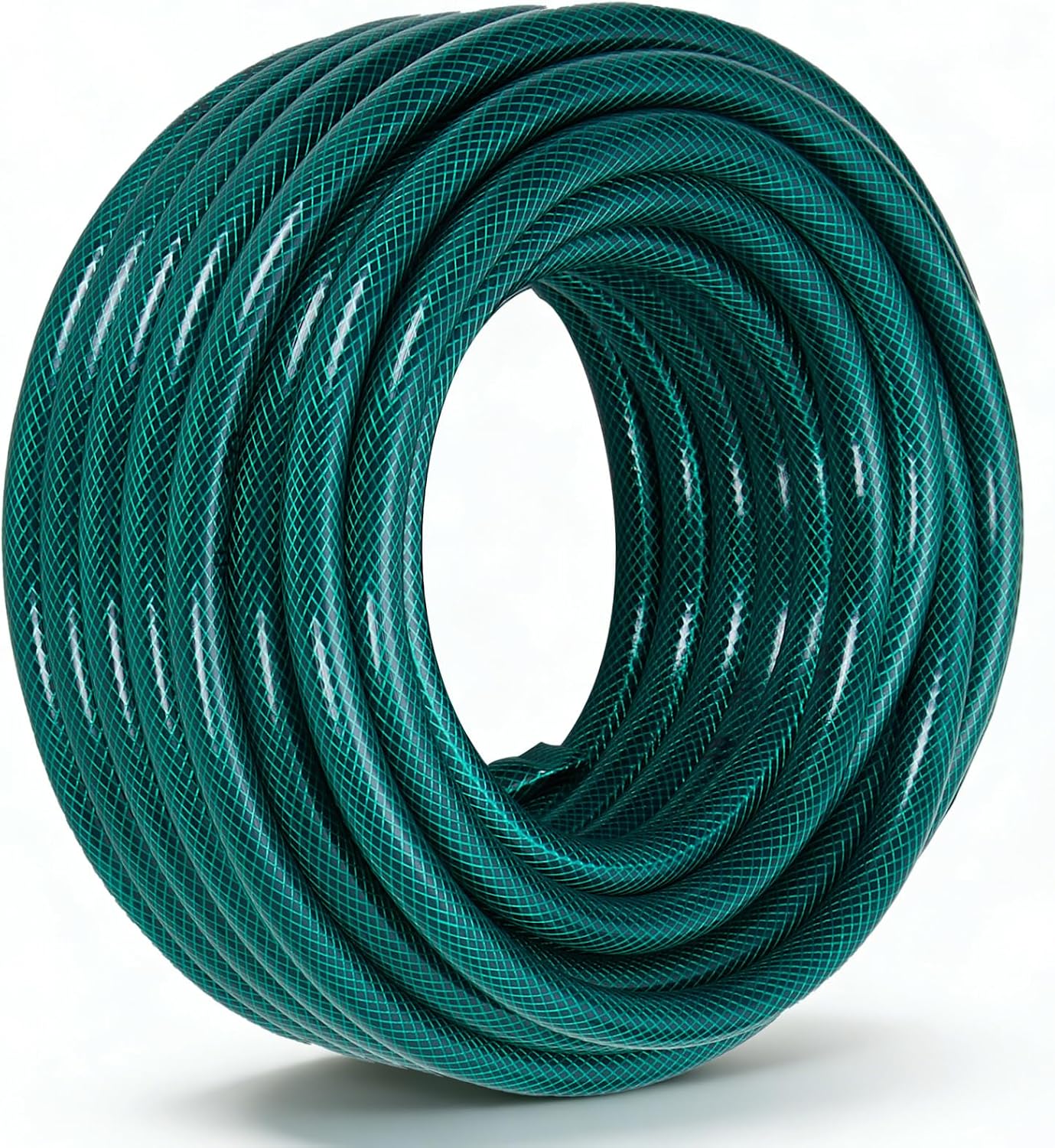 The Fellie 15m Garden Hose, 2 Layer Water Thicker Hose, Reinforced PVC Water Hose Resistance to UV, Kink Free, Easy Storage, for Garden Irrigation, Hot Tub, Pool. (12mmx2mmx15m, Green)