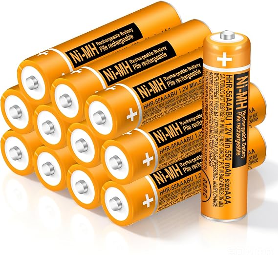 NI-MH 550mAh Rechargeable AAA Batteries for Panasonic Cordless Phones | 1.2V AAA Rechargeable Battery For Remote Controls, Electronics,12 Pack,HHR-55AAABU,Pre-Charged,Low Self-Discharge
