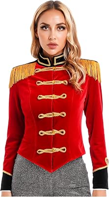 Womens Circus Ringmaster Jacket Costume Velvet Victorian Coat Ringleader Christmas Outfit