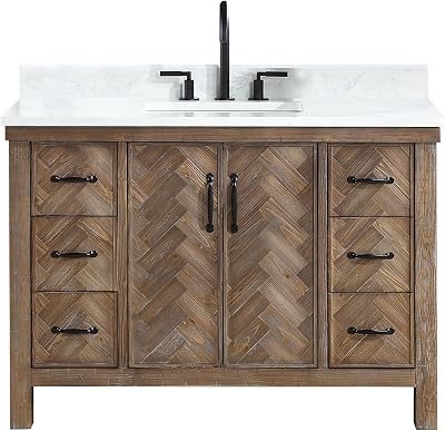 Miseno MV-NM-JAVI48-GWT Javier 48 Free Standing Single Basin Vanity Set with Cabinet and Composite Stone Vanity Top - Spruce Antique Gray