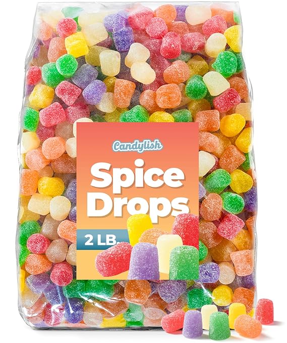 Spice Drops Candy - 2 LB Assorted Jelly Gum Drops Bulk Pack of Sweets