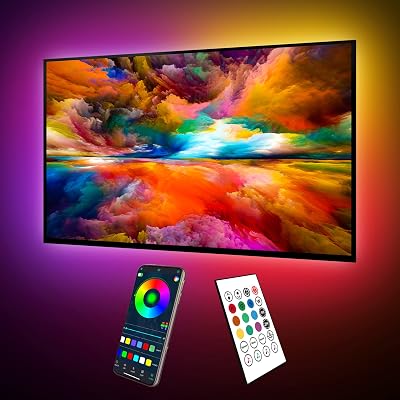 maylit ICRGB TV LED Backlight, 24.6ft Bluetooth LED Lights for TV 85-100in, USB Powered TV Lights Kit with Remote and App Control, Music Sync, Color Change with TV Sound, Bias Lighting for HDTV
