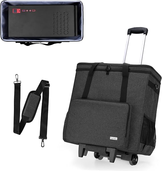 CURMIO Rolling PC Carrying Case, Double Layers Desktop Tower Bag, Black