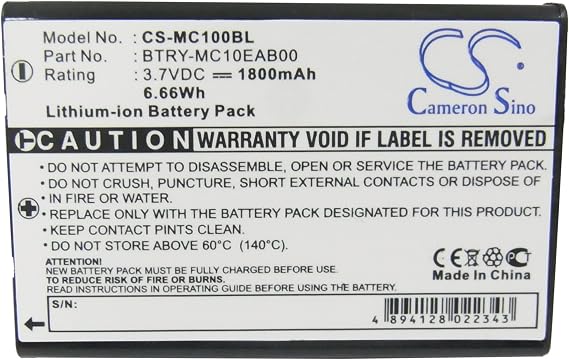 XPS Replacement battery compatible with INTERMEC CK1 CN1 MOBILA PPT101 SYMBOL MC1000 MC1000-KH0LA2U0000 MC1000-KU0LA2U000R MC1000-KU0LA2U000R-KIT PN 074337S 73659 BTRY-MC10EAB00 633808920326