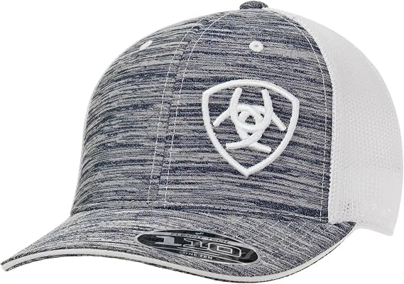ARIAT Men's Flexfit 110 Snapback, Offset Logo, Mesh Back, Heather Grey