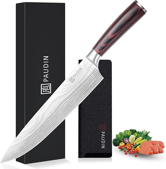 PAUDIN Chef Knife, 10 Inch Meat Knife, Ultra Sharp Kitchen Knives
