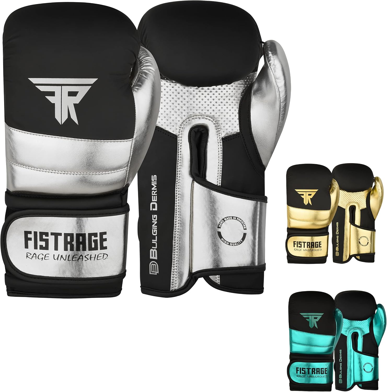 FISTRAGE Boxing Gloves Metallic Leather MMA Training Muay Thai Kick Boxing Sparring Heavy Bag Workout Glove Mitts for Men & Women