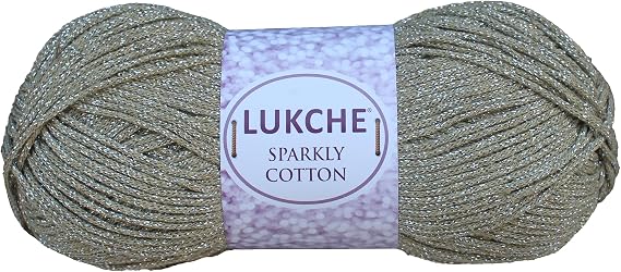 Sparkle Cotton Yarn 85% Cotton / 15% Metallic 3.5 oz, 262 Yards Crochet, Knitting, and Crafting Soft, Breathable Yarn for DIY Projects, Baby Clothes and Accessories (Army Green-Silver, 1 Skein)