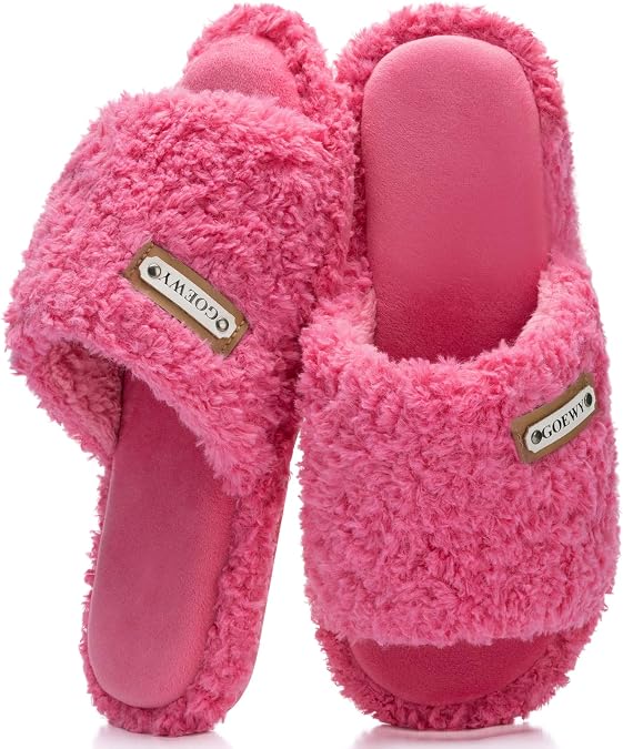 GOEWY Open Toe Slippers for Women Indoor with Cozy Memory Foam Adjustable