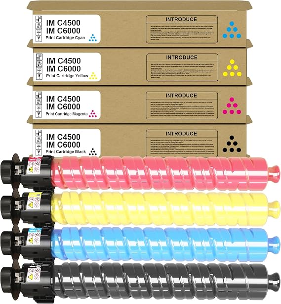 High Yield IMC4500 IMC6000 Toner Cartridge Use for IM C4500 IM C6000 | IMC4500 Toner 842279 842280 842281 842282 Replacement Compatible for Ricoh IM C4500 IM C5500 IM C6000 Printer(4-Pack)