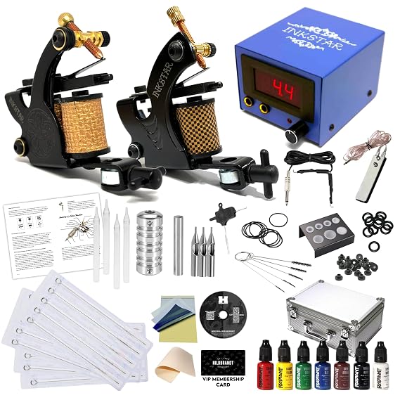 Tattoo Kit w/Traditional Coil Machines - Liner Shader - TKI2CCRC7