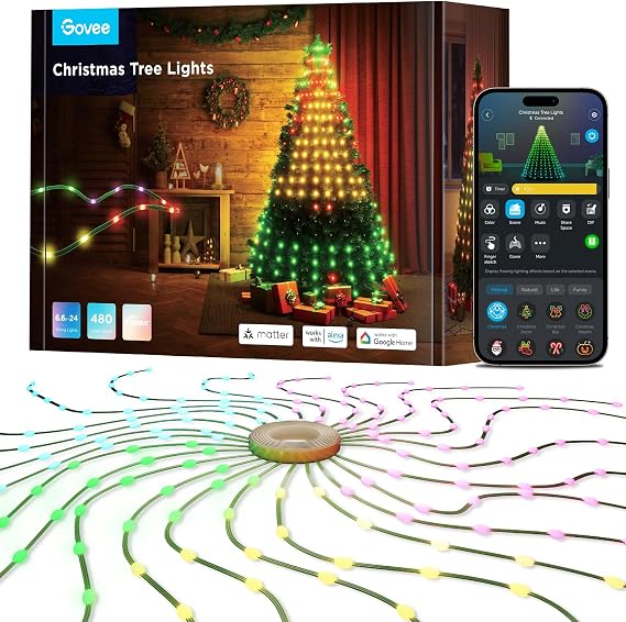 Govee Christmas Tree Lights, 6.6ft 24 String Lights for Holiday Decor