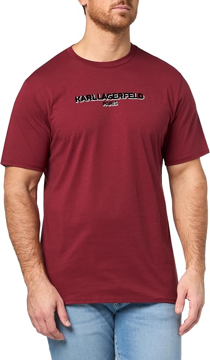 Karl Lagerfeld Mens Crewneck Short Sleeve Basic Relaxed Fit T-Shirt