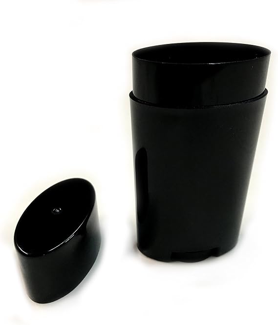 DMTSE (12) Empty Plastic Deodorant Containers - Classic Style, Top-Fill, Twist Up, DIY Deodorant (Black)