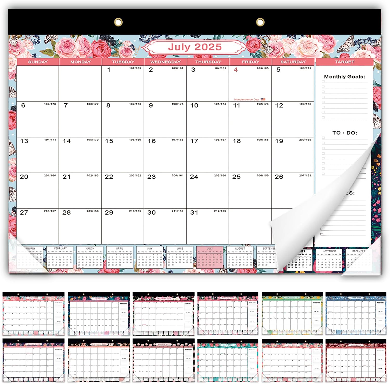 Desk Calendar 2025-2026, 18 Months Calendar Runs from July 2025 to December 2026 - Large 17 x 12 DesktopWall Monthly Calendar for Home School, or Office - For Planning