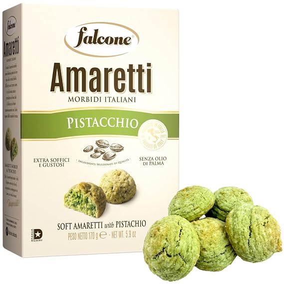 Falcone Soft Pistachio Amaretti Cookies from Italy 5.9 oz (170g) Italian Amaretti Morbidi - Pistachio Biscotti