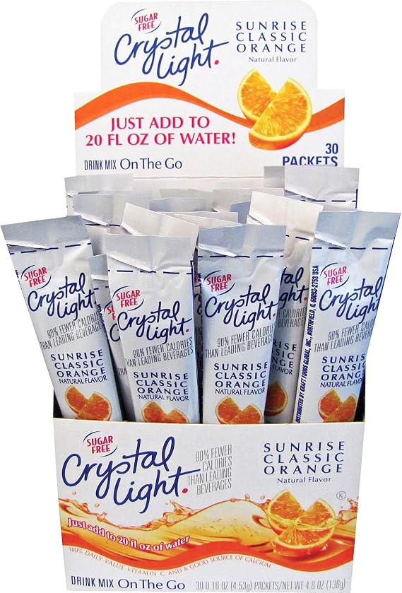 Crystal Light On the Go, Sunrise Orange, .16oz Packets, 30/Box