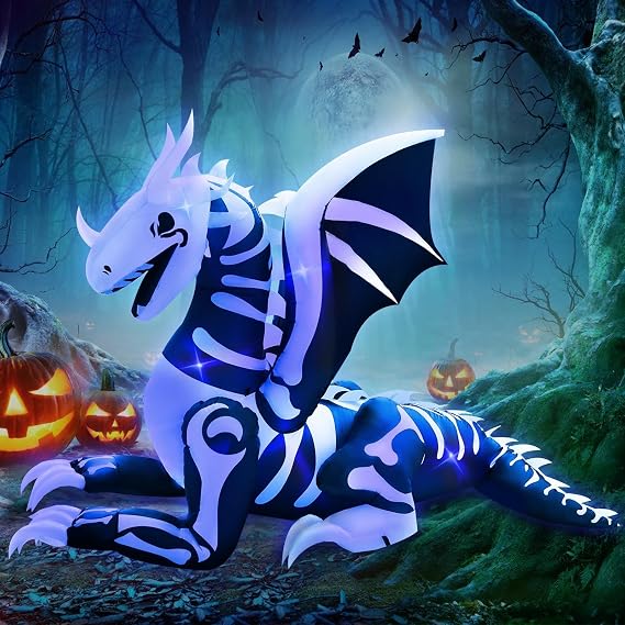8FT Length Halloween Inflatable Dragon Skeleton Outdoor Decoration