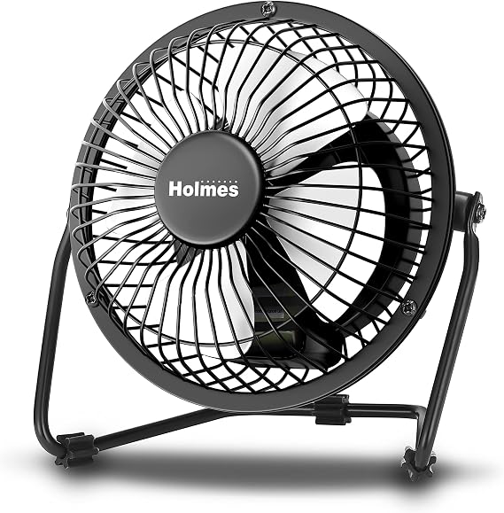 HOLMES Mini High Velocity Desk Fan 4in 4 Blade Black