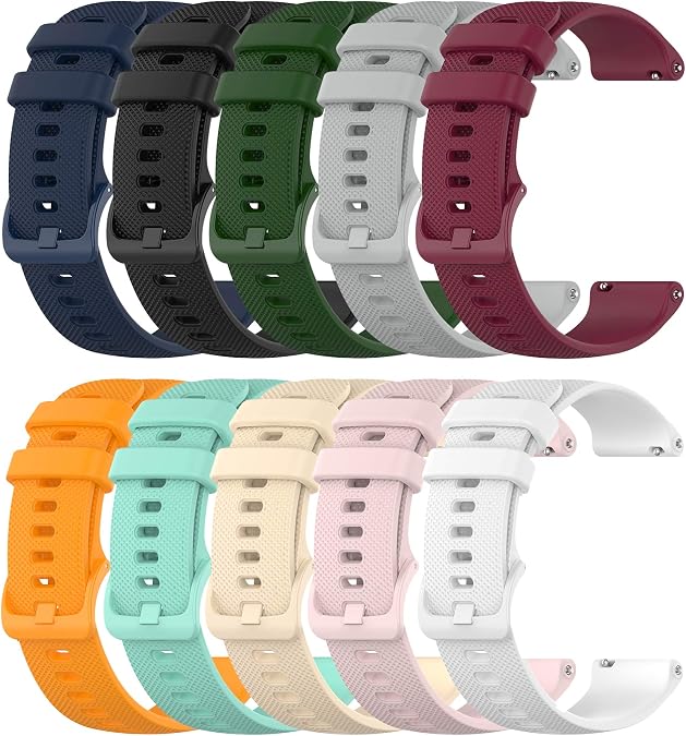 FitTurn 18mm 19mm 20mm 22mm Width Colorful Silicone Quick Release Wristband Replacement Sports Straps Bracelet Watch Band Strap with Quick Release Pins for Smartwatch
