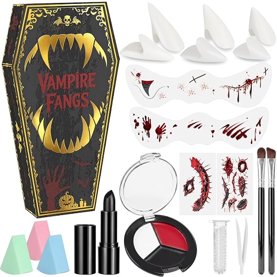 3 Pairs Fake Fangs Vampire Teeth Halloween Makeup Cosplay Kit