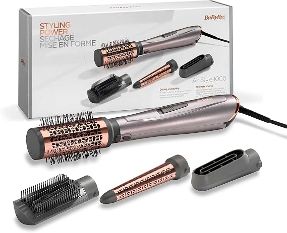 BaByliss Air Blown Hair Styler Set Air Styler 1000, 1000W, 4 Heads, Anti-Frizz Ion Technology, AS136E