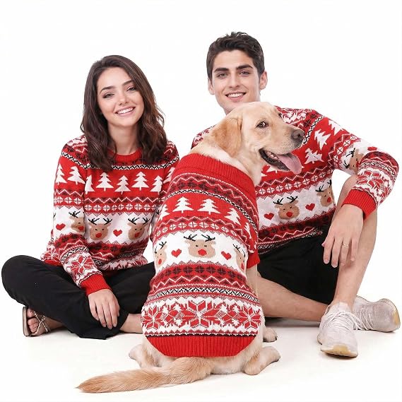 Family Matching Dog and Owner Clothes Outfits,Christmas Pet Cat Sweater Costume for Small Medium Extra Large Dogs/Women/Men-Dog and Owner Matching Sweaters Separately(for Human, Human XXL)