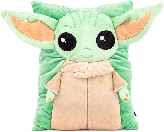 Jay Franco Star Wars The Mandalorian Baby Yoda Grogu 3D Snuggle Pillow - Super Soft Measures 15 Inches (Official Star Wars Product)